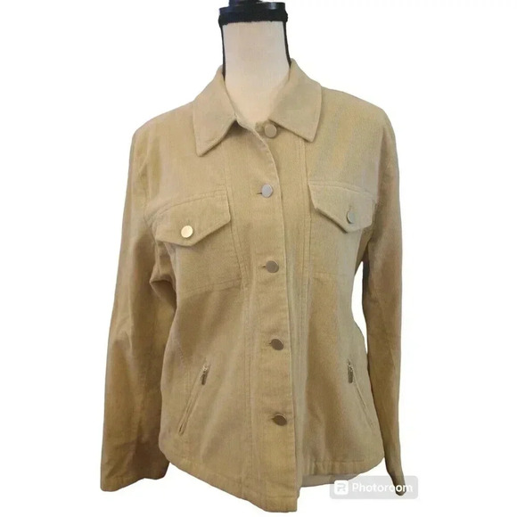Talbots Jackets & Blazers - Talbots Corduroy Jacket Pockets Classic Fall Beige Stretch Petite Large